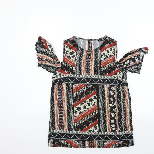 Select Womens Black Geometric  Basic Blouse Size 6