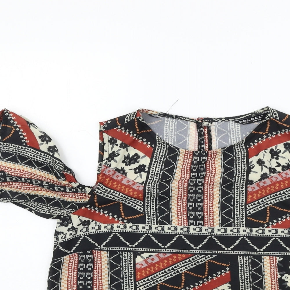 Select Womens Black Geometric  Basic Blouse Size 6