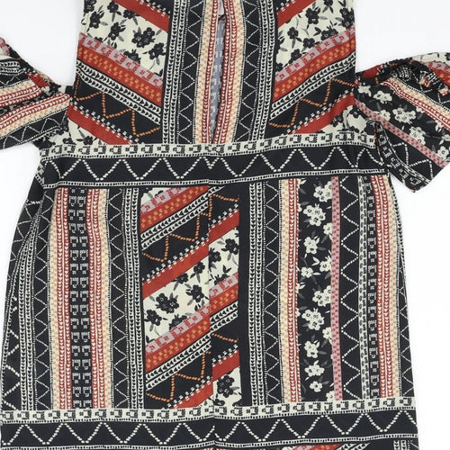 Select Womens Black Geometric  Basic Blouse Size 6