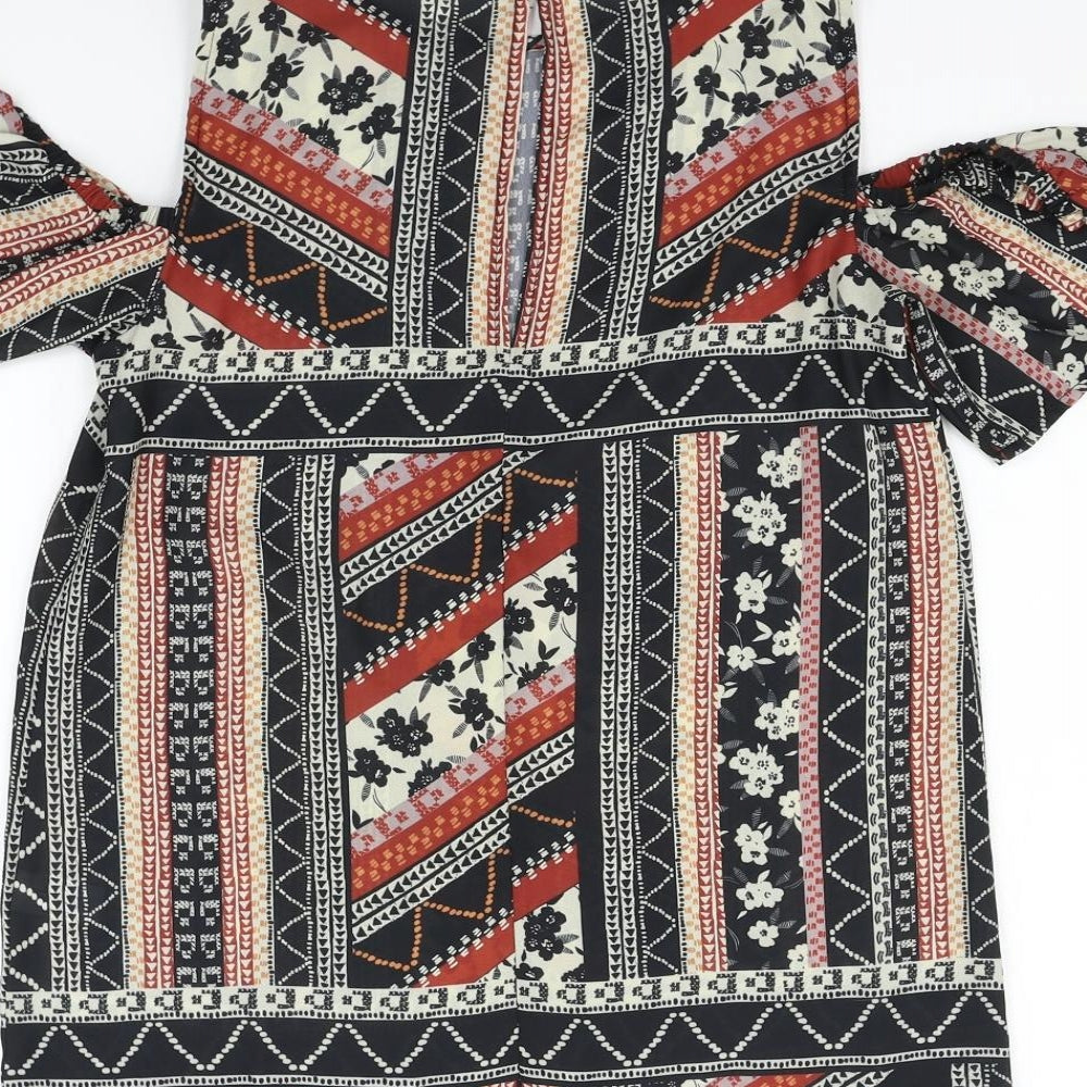 Select Womens Black Geometric  Basic Blouse Size 6