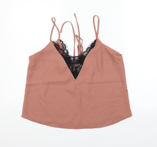 Front view of ASOS women’s gold basic tank, size UK 12