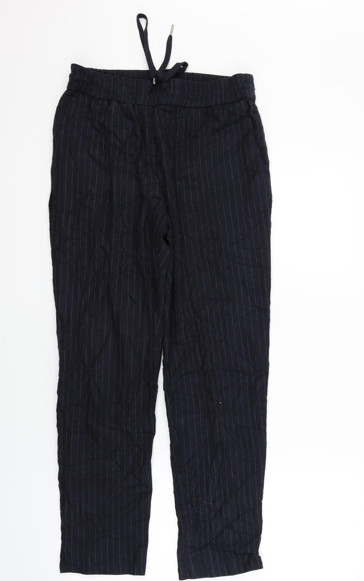 H&M Womens Black Striped Trousers Size 8 L26 in