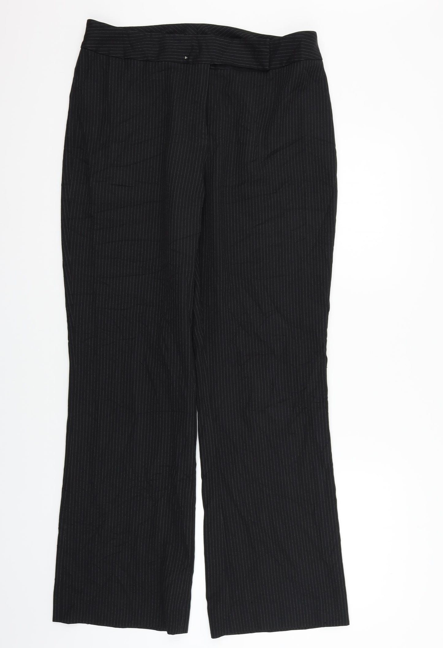 Preworn Womens Black Striped  Trousers  Size 12 L32 in