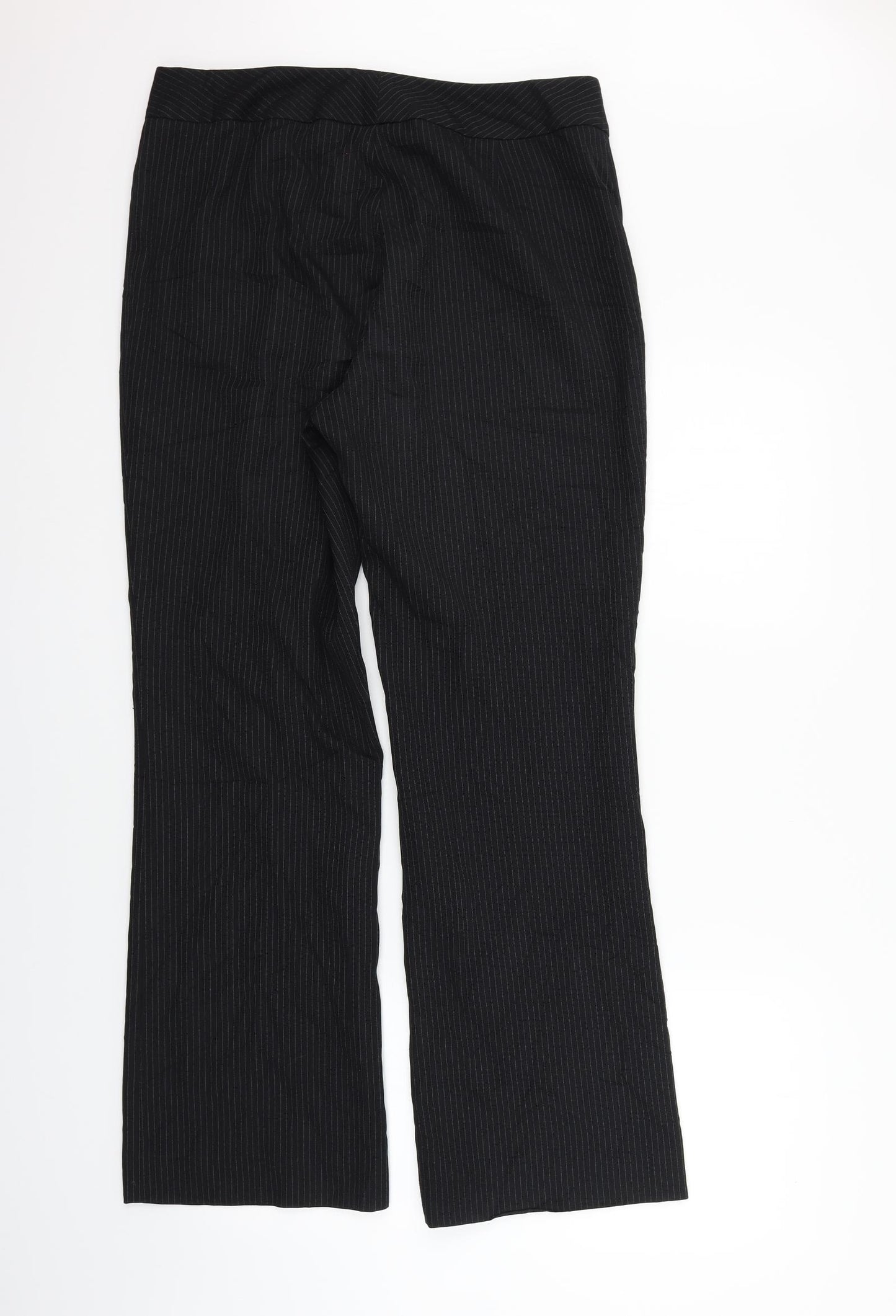 Preworn Womens Black Striped  Trousers  Size 12 L32 in