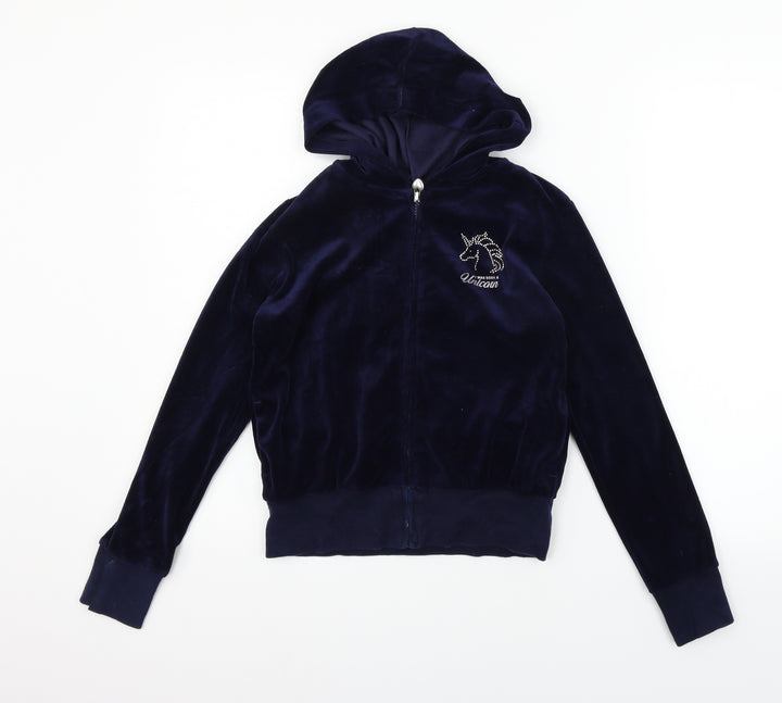H&M Girls Blue Full Zip Jumper Size 11-12 Years