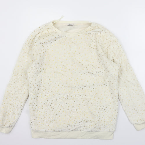 TU Womens Beige Geometric  Pullover Jumper Size 14