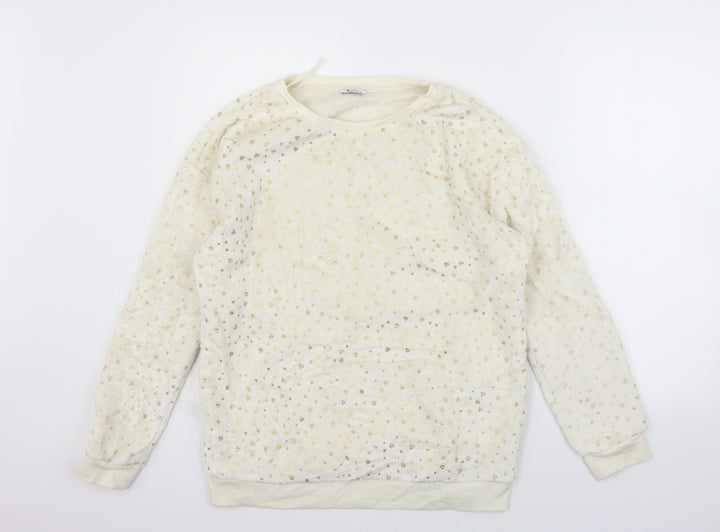 TU Womens Beige Geometric  Pullover Jumper Size 14