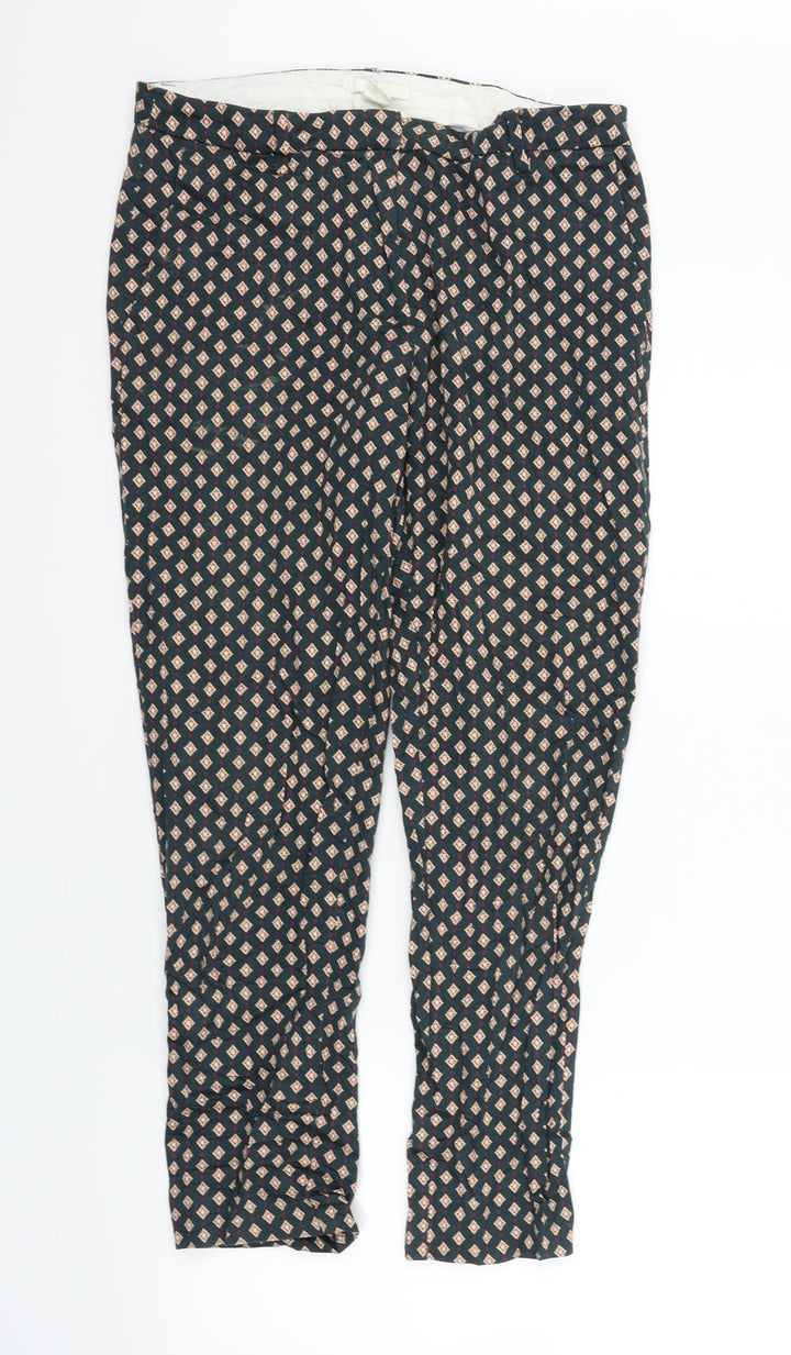 H&M Womens Green Geometric  Trousers  Size 12 L27 in