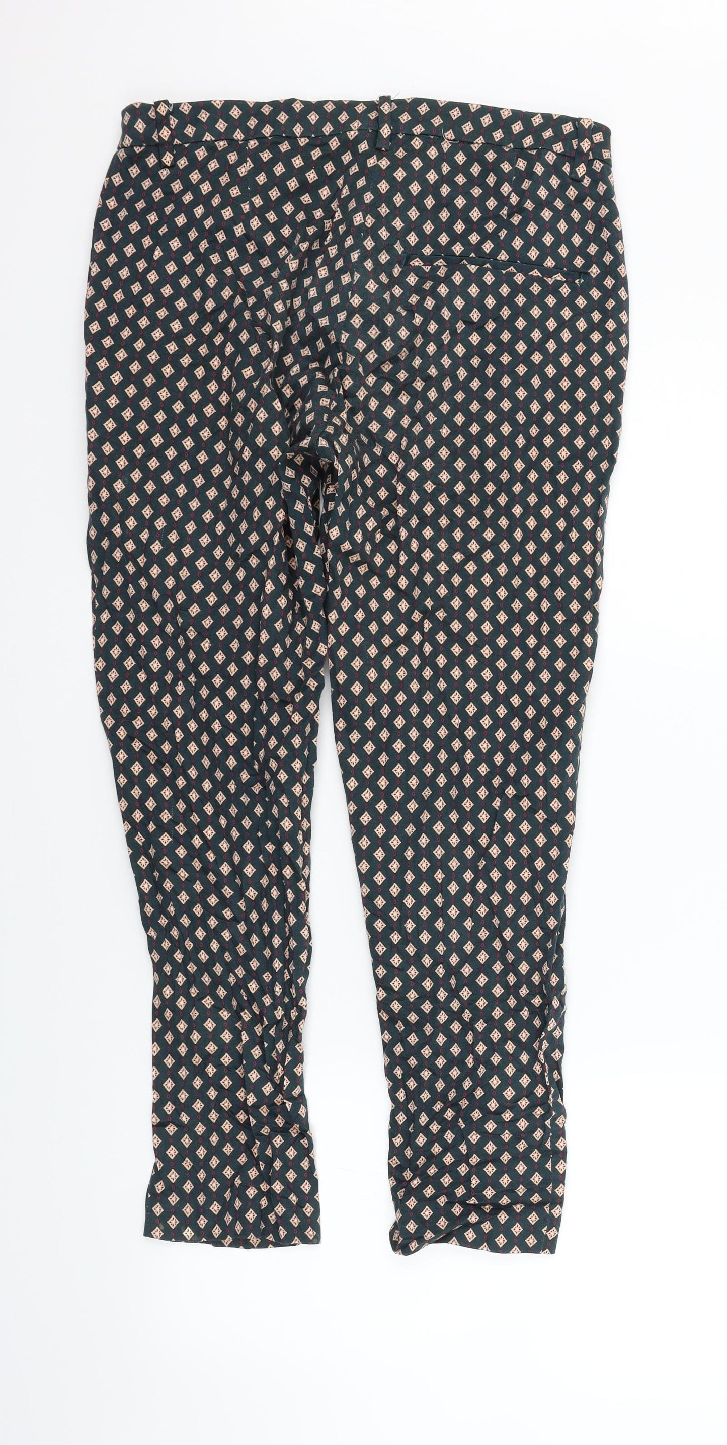 H&M Womens Green Geometric  Trousers  Size 12 L27 in