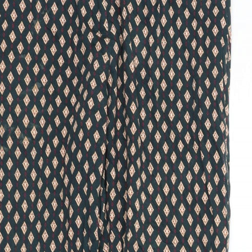 H&M Womens Green Geometric  Trousers  Size 12 L27 in