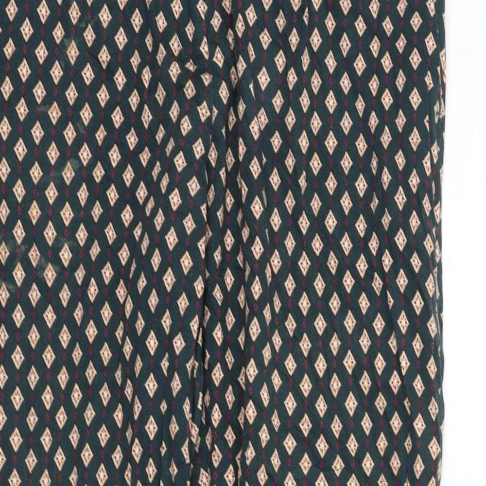 H&M Womens Green Geometric  Trousers  Size 12 L27 in