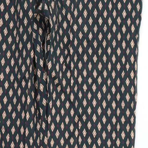 H&M Womens Green Geometric  Trousers  Size 12 L27 in