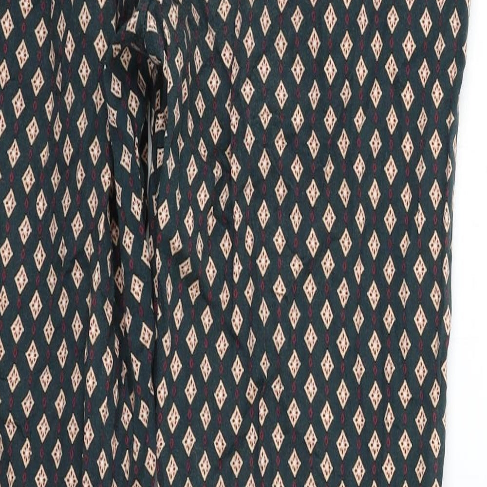 H&M Womens Green Geometric  Trousers  Size 12 L27 in