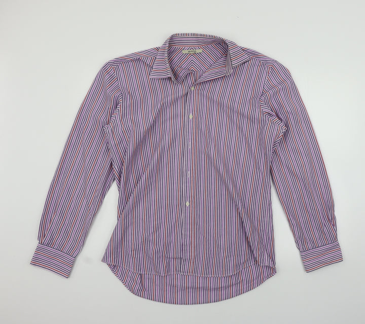 Moto Mens Purple Striped Button-Up Size L