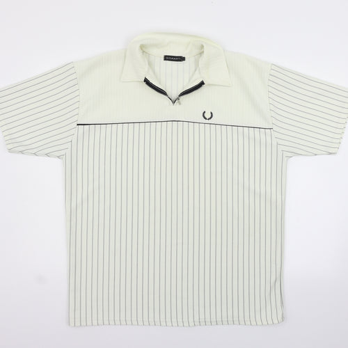 Ginaarti Mens White Striped   Polo Size XL