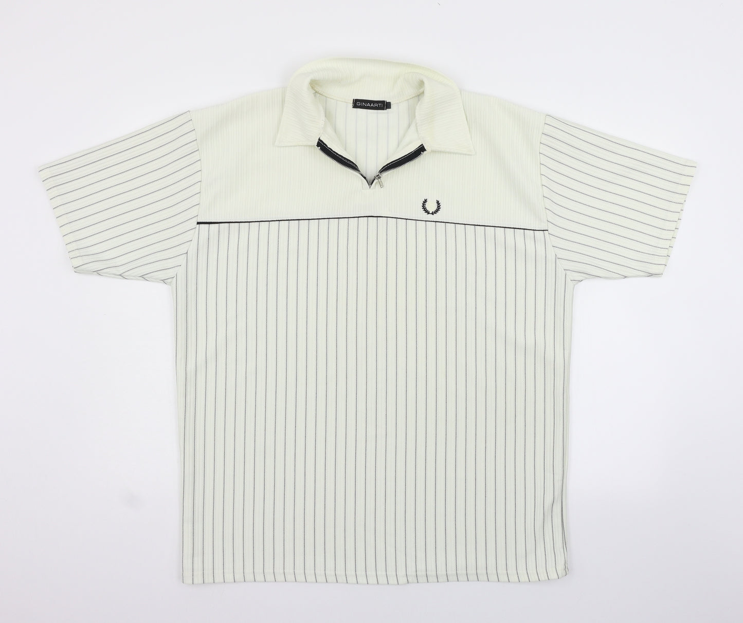 Ginaarti Mens White Striped   Polo Size XL