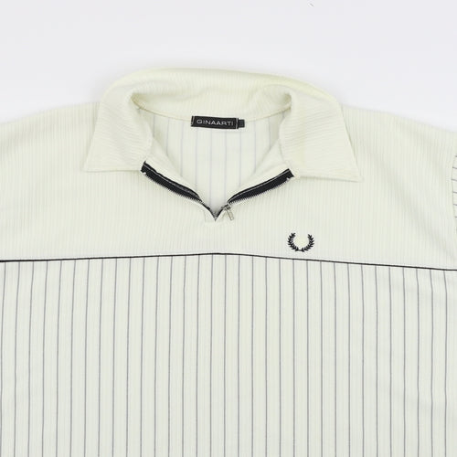 Ginaarti Mens White Striped   Polo Size XL