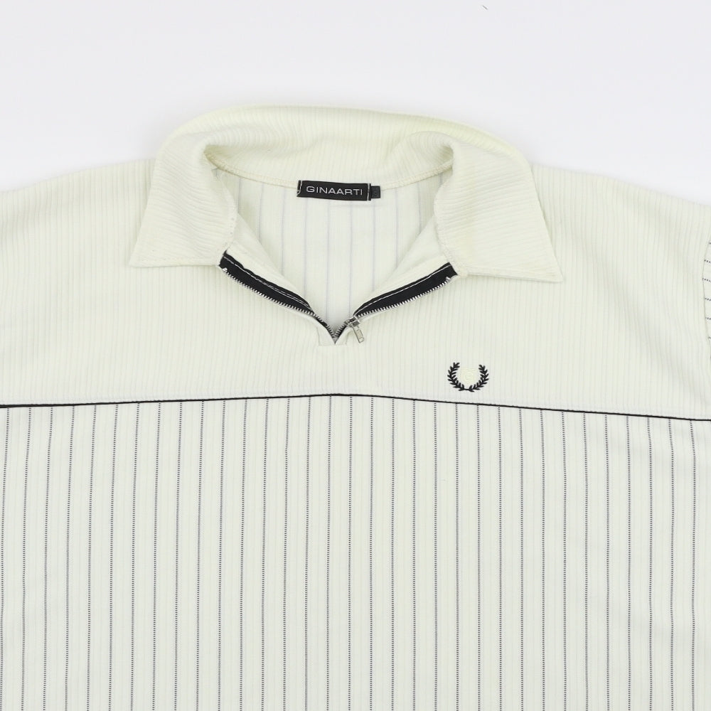 Ginaarti Mens White Striped   Polo Size XL