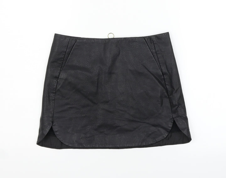 Topshop Womens Black A-Line Skirt