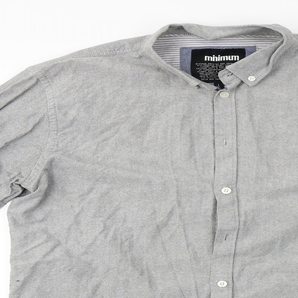 Minimum  Mens Grey    Dress Shirt Size L