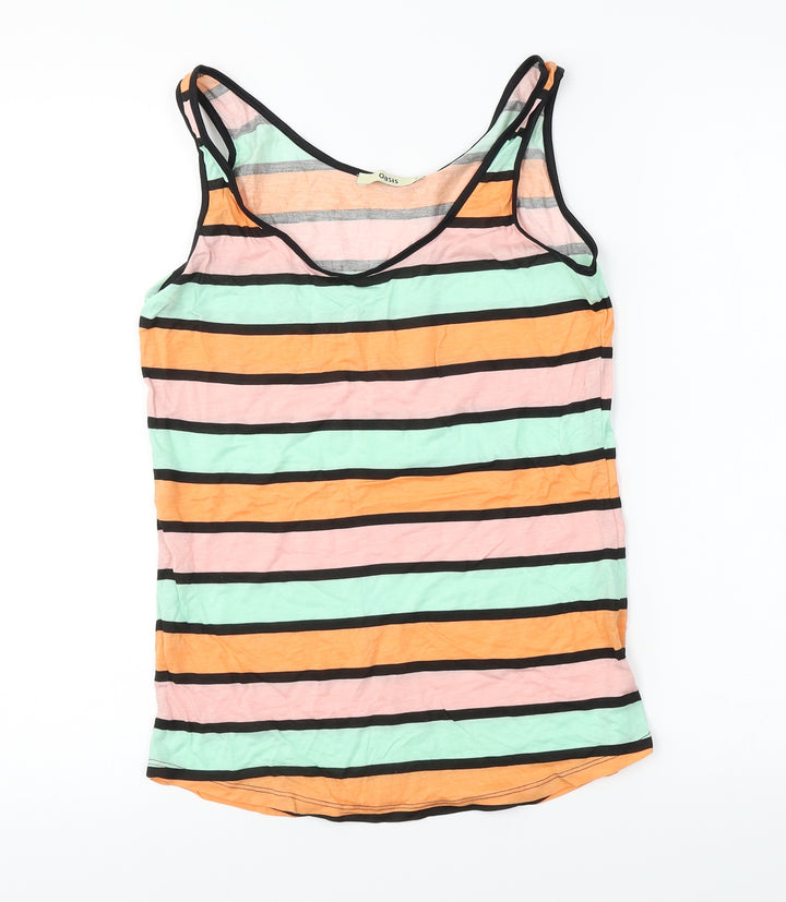 Oasis  Womens Pink Striped  Basic T-Shirt Size M