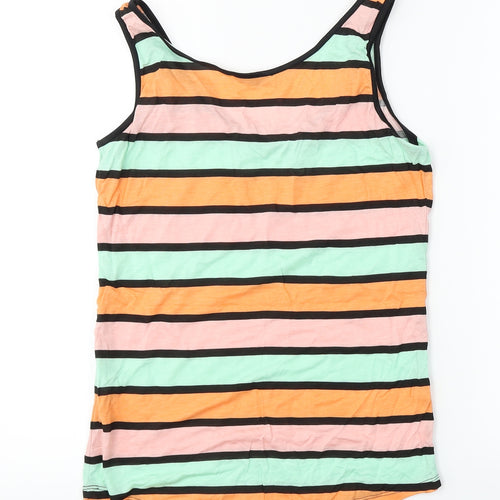Oasis  Womens Pink Striped  Basic T-Shirt Size M