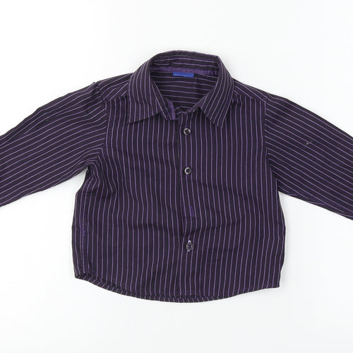 Cherokee  Boys Purple Striped  Basic Dress Shirt Size 12-18 Months
