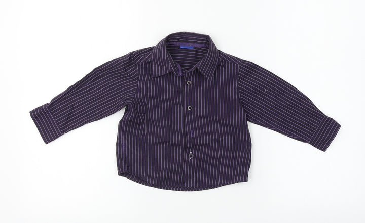 Cherokee  Boys Purple Striped  Basic Dress Shirt Size 12-18 Months
