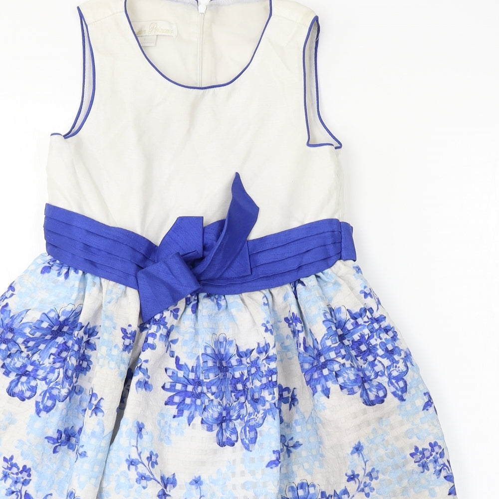 American Princess  Womens White Floral  A-Line  Size 8