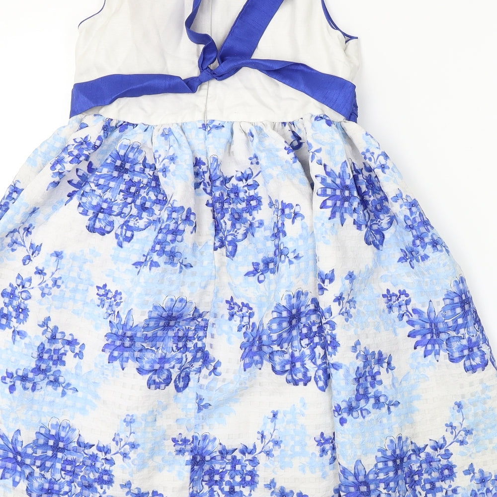 American Princess  Womens White Floral  A-Line  Size 8