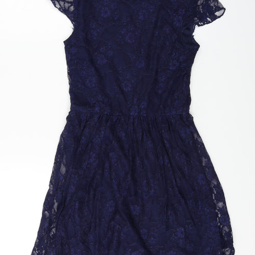 Club L  Womens Black Floral  A-Line  Size L