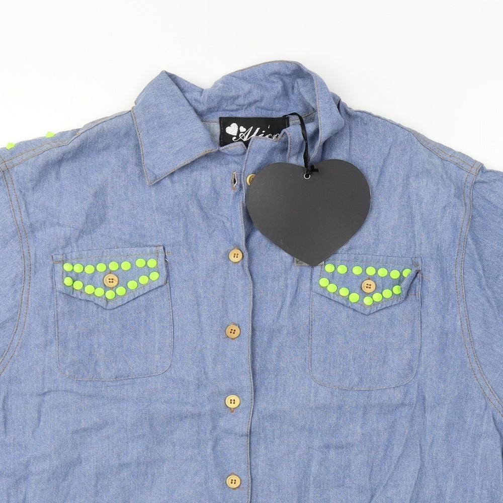 Alice Womens Blue   Basic Button-Up One Size