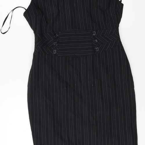 South Womens Black Striped  A-Line  Size 12