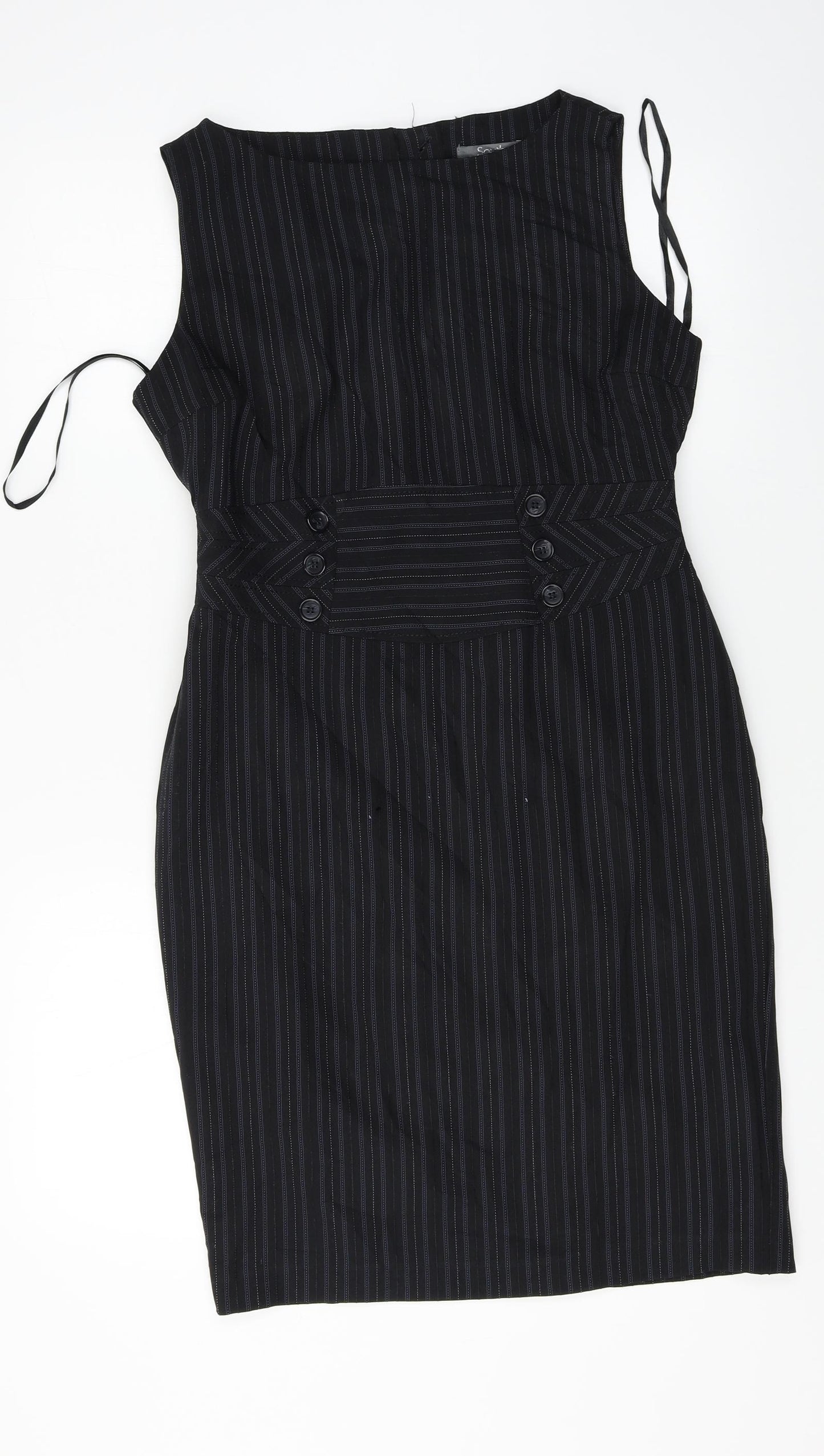 South Womens Black Striped  A-Line  Size 12