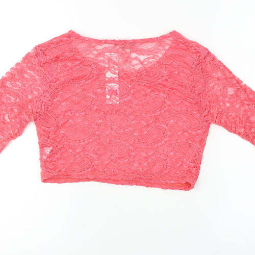 Stirling  Womens Pink Floral  Cropped T-Shirt Size M