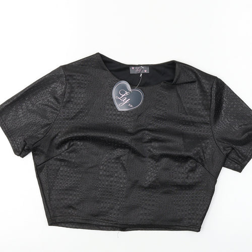 LY Womens Black   Cropped T-Shirt Size 10