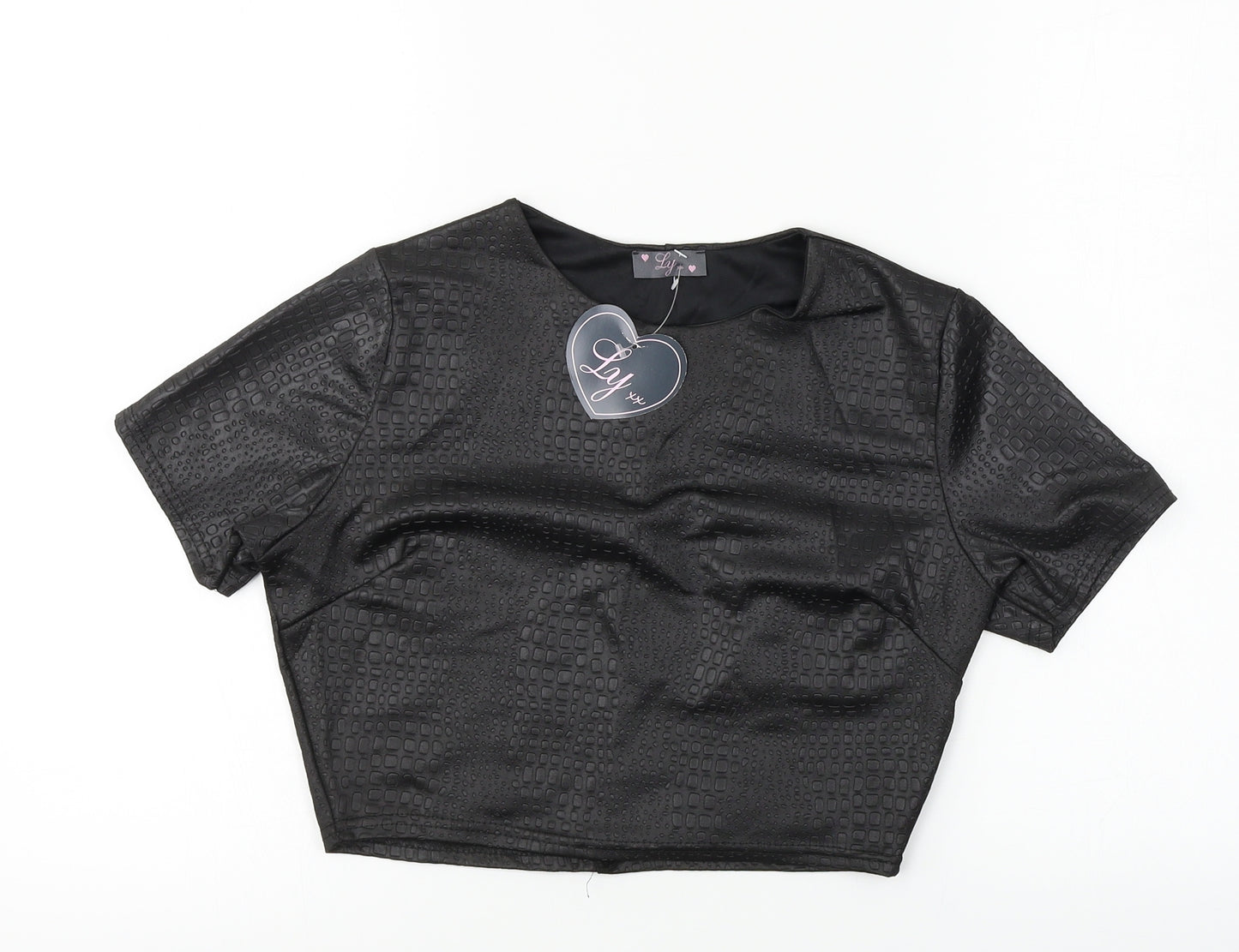 LY Womens Black   Cropped T-Shirt Size 10