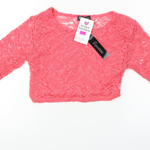 Signature  Womens Pink   Cropped T-Shirt Size M