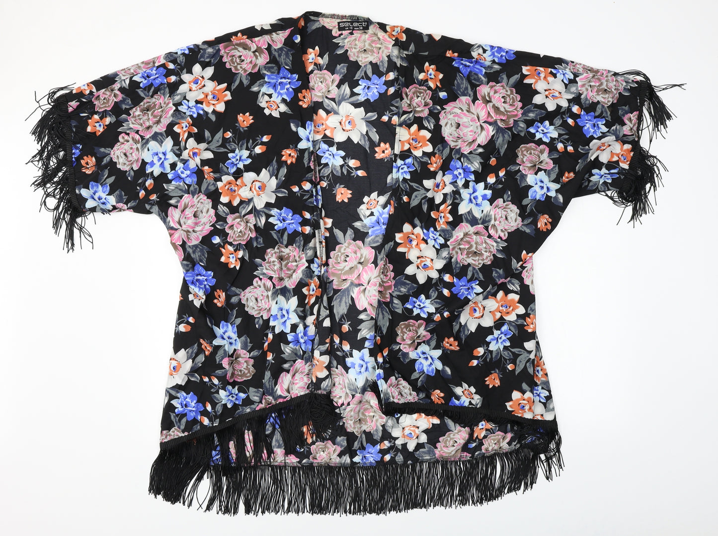 Select  Womens Black Floral  Cardigan Jumper Size 10