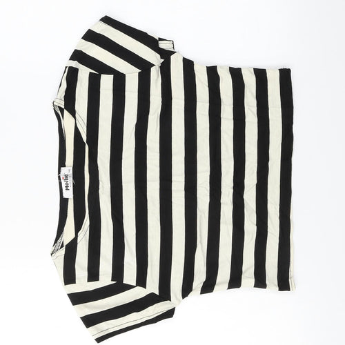 MOLLIE  Womens White Striped  Basic T-Shirt Size M
