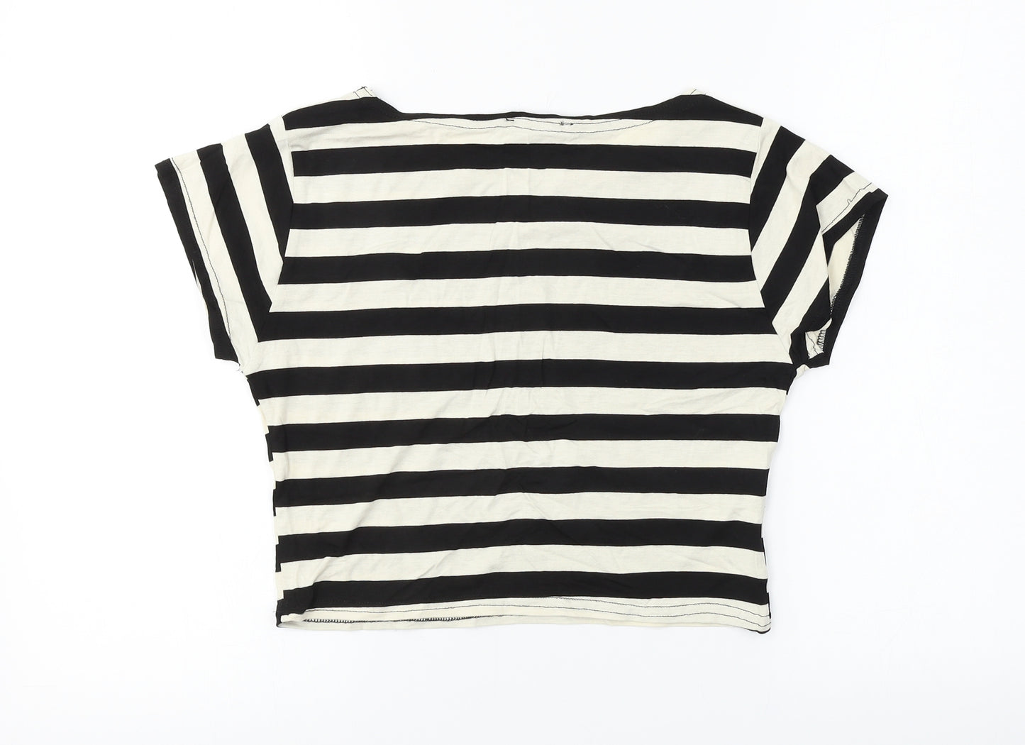 MOLLIE  Womens White Striped  Basic T-Shirt Size M
