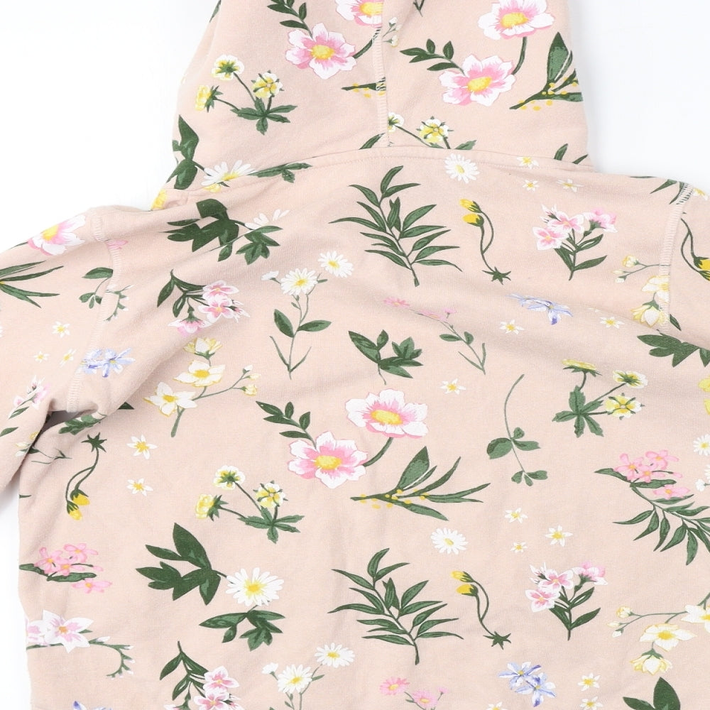 H&M  Girls Pink Floral  Pullover Hoodie Size 12-13 Years