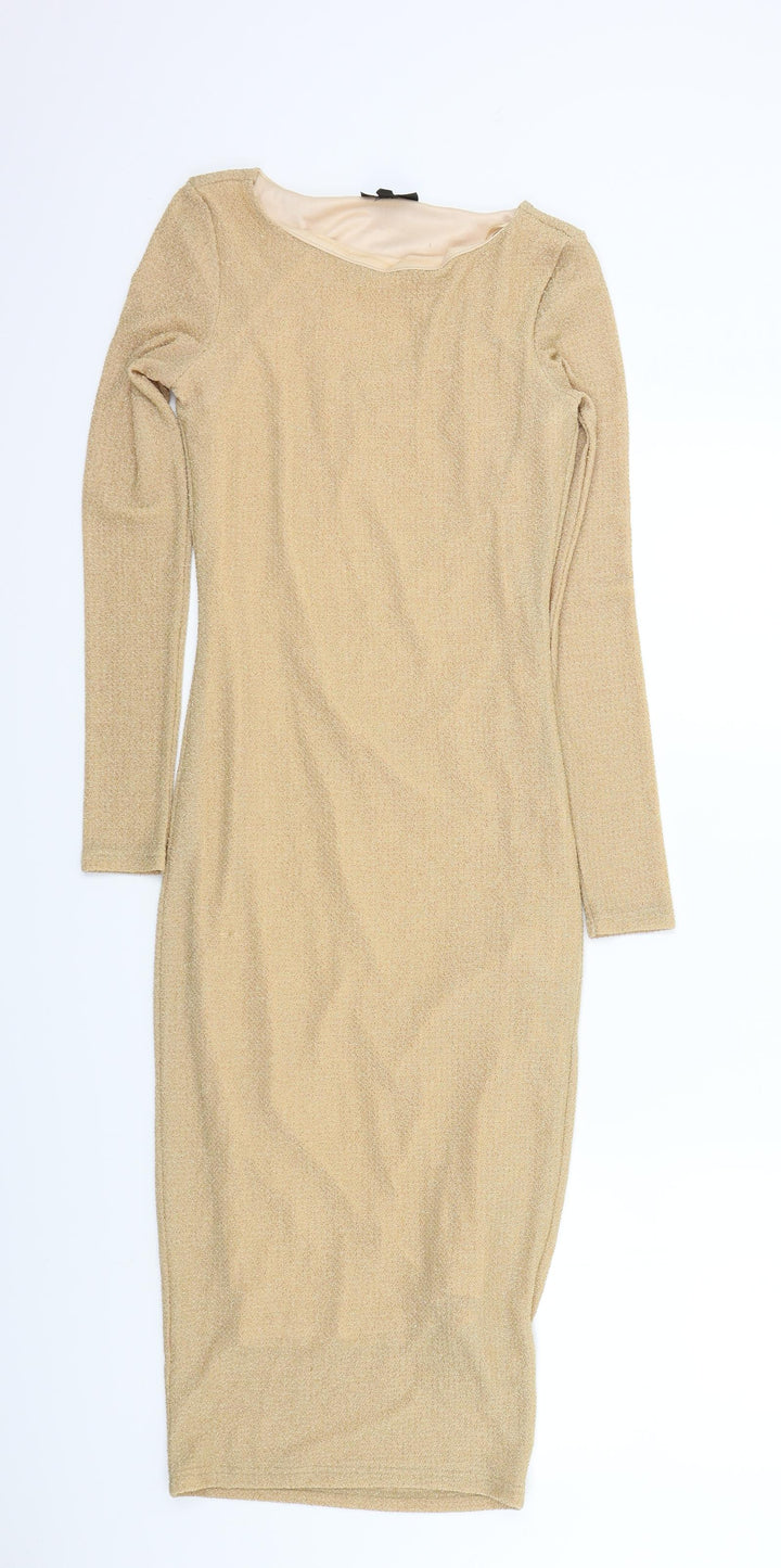 Topshop Womens Gold   A-Line  Size 8  - sparkle detail