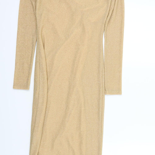 Topshop Womens Gold   A-Line  Size 8  - sparkle detail