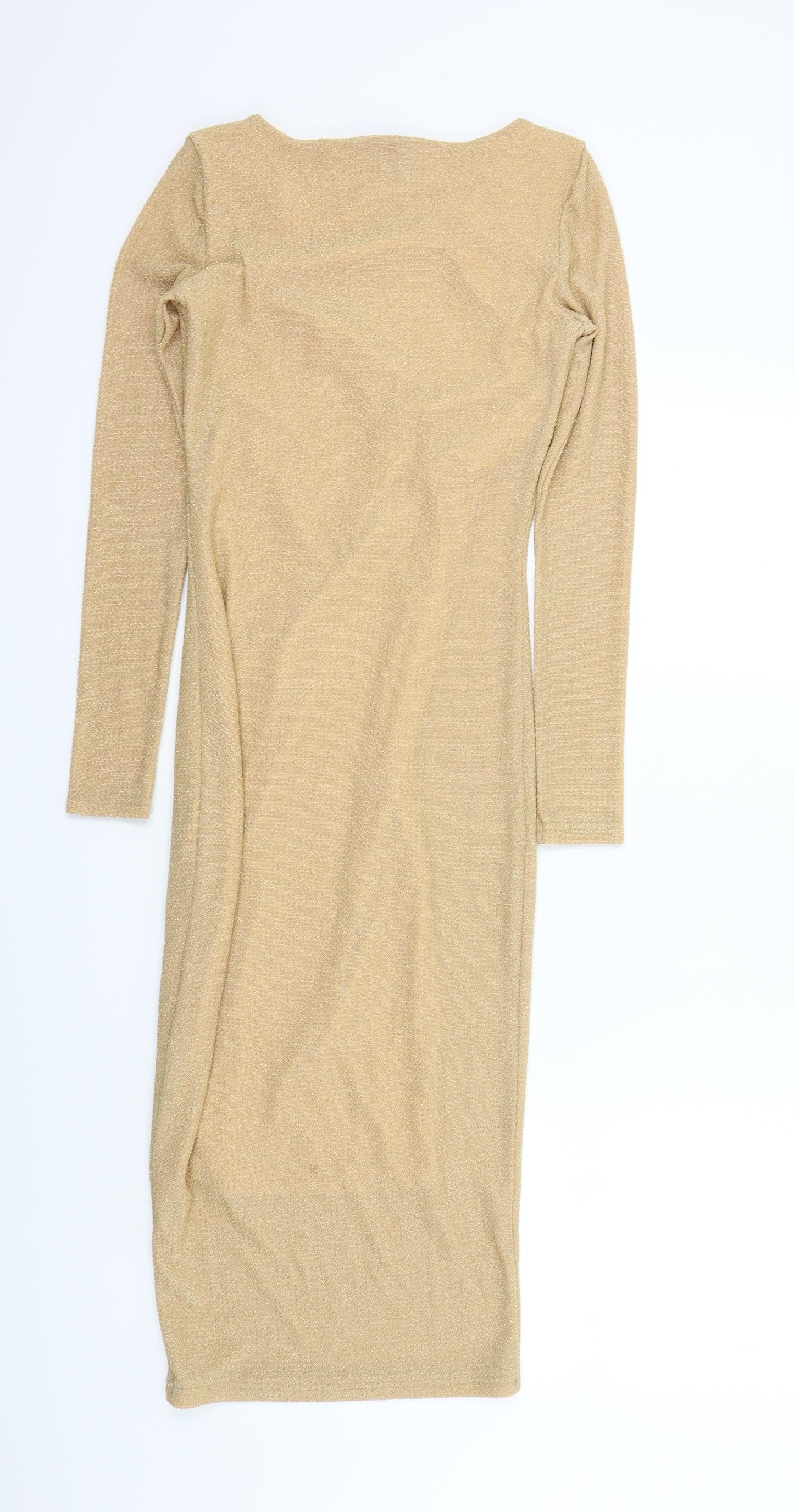 Topshop Womens Gold   A-Line  Size 8  - sparkle detail