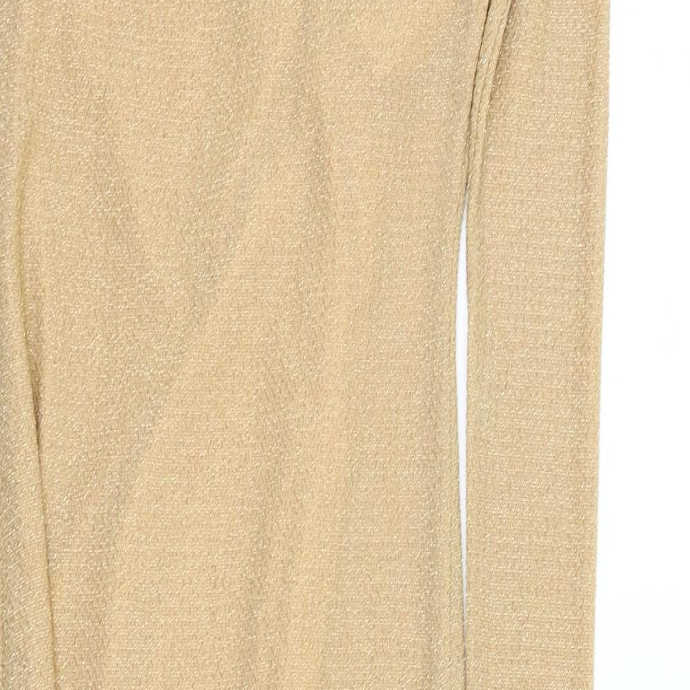 Topshop Womens Gold   A-Line  Size 8  - sparkle detail