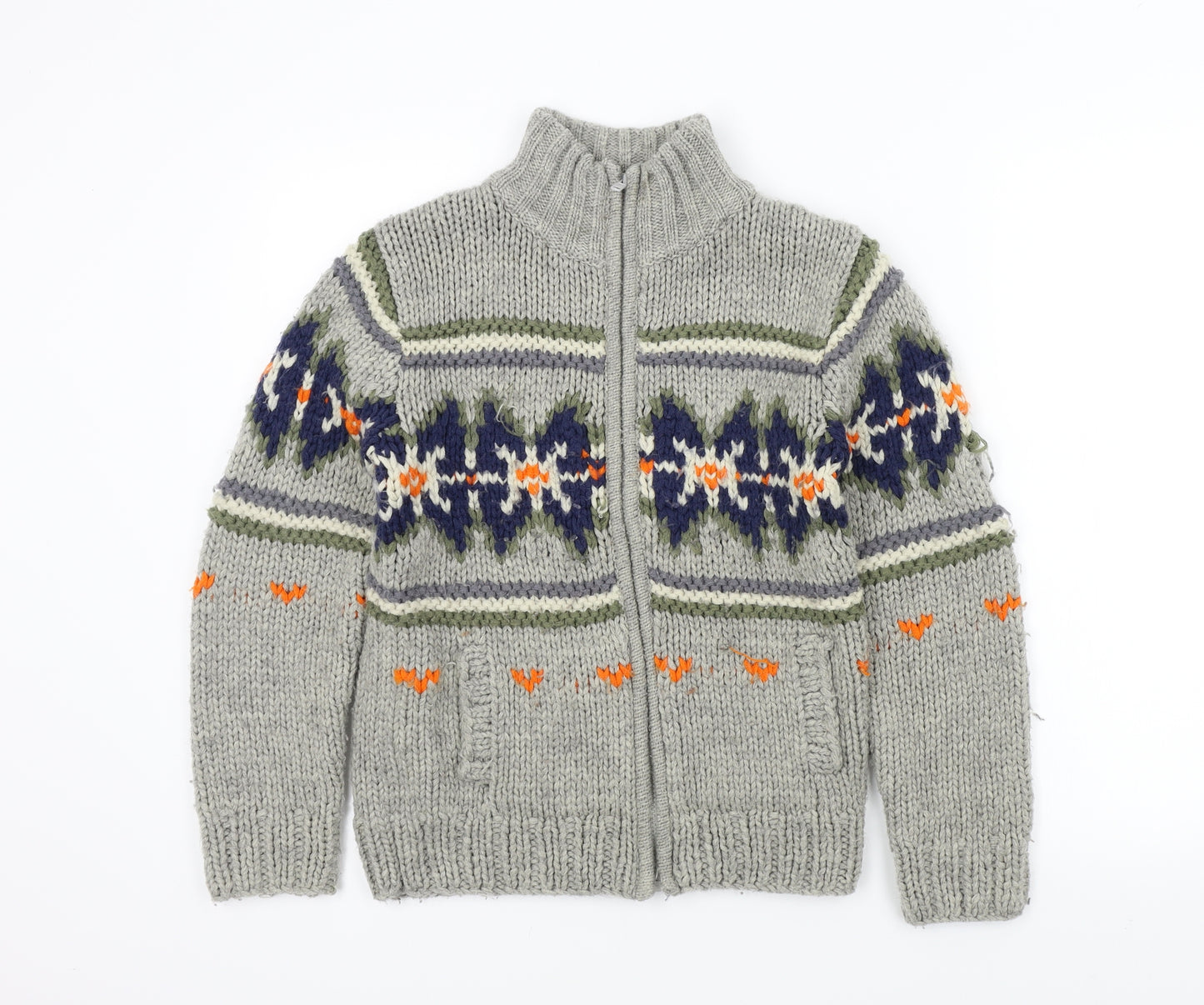 NEXT Boys Grey Geometric  Cardigan Jumper Size 9 Years
