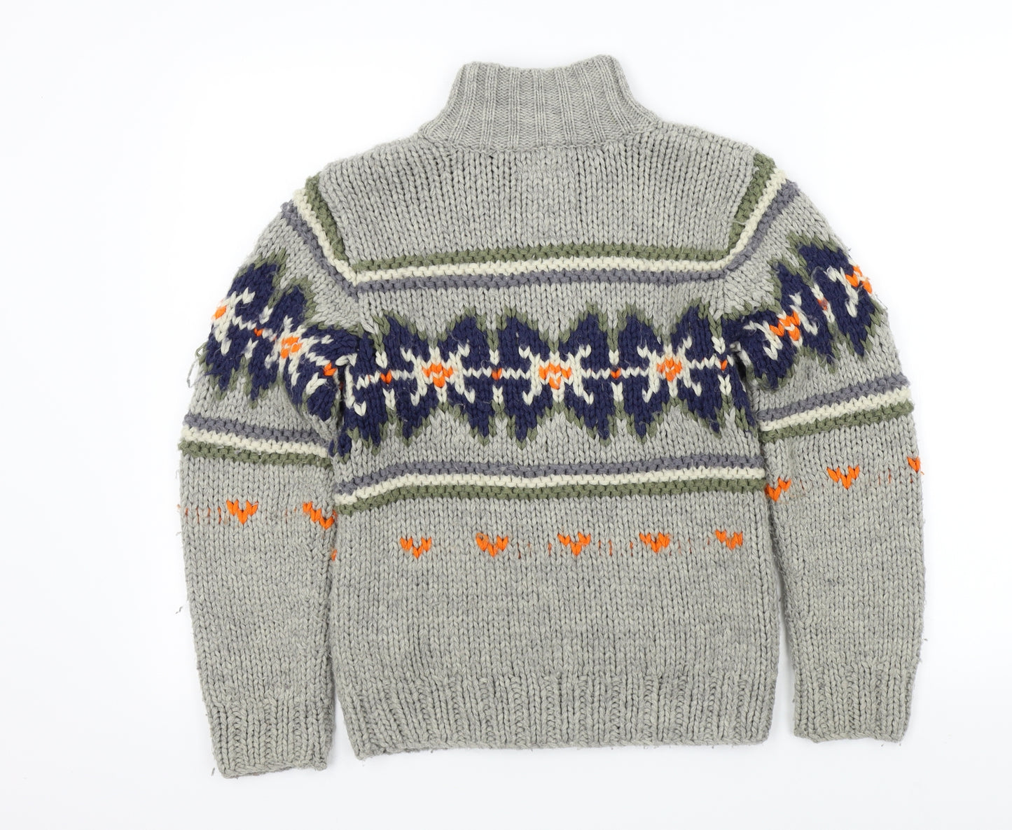 NEXT Boys Grey Geometric  Cardigan Jumper Size 9 Years