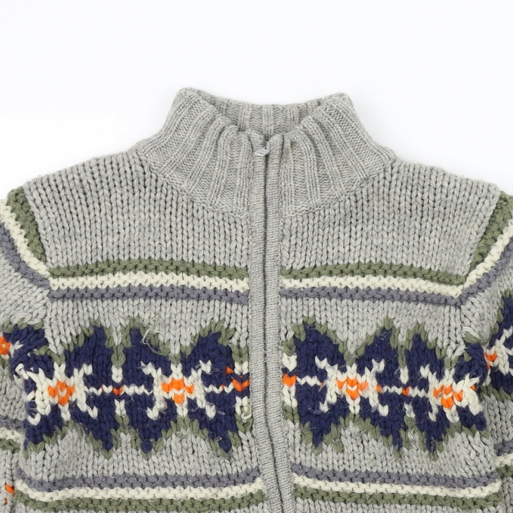 NEXT Boys Grey Geometric  Cardigan Jumper Size 9 Years