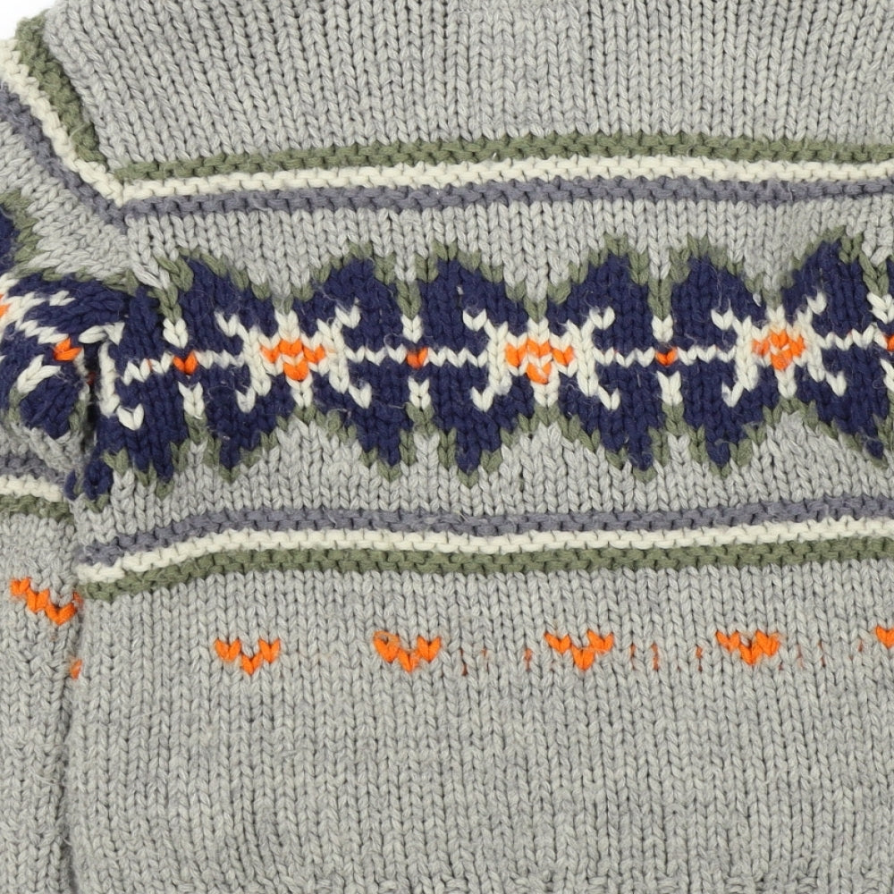 NEXT Boys Grey Geometric  Cardigan Jumper Size 9 Years